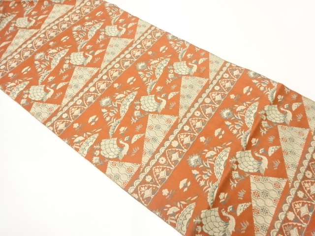 JAPANESE NAGOYA OBI / WOVEN FLOWER & BIRD